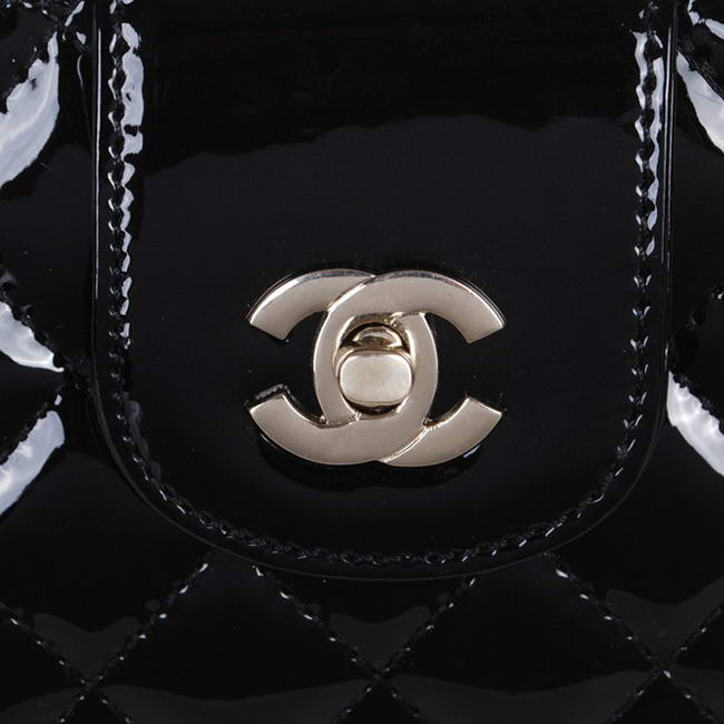 Fake Chanel Patent Leather Cluth Bag A30124 Black On Sale